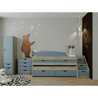 Двоярусне ліжко в дитячу з ЛДСП 'Саванна' Світ Меблів (льон або синій)