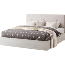 Двоспальне Ліжко 160см з мягкою спинкою 'Ромбо' Світ Меблів (артвуд світлий, білий)