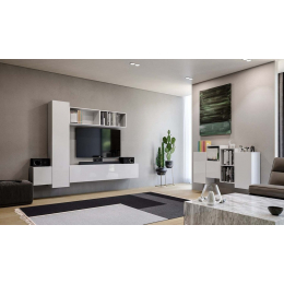 Сучасна стінка під телевізор у вітальню Міро-Марк Box V1 Мінімалізм Глянець білий
