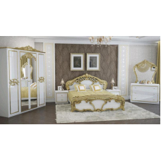 Спальня Миро-Марк Єва бароко (4 Д) Білий глянець/Золото (38061)