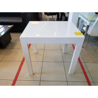 Білий маленький розкладний стіл на кухню зі скляною стільницею Слайдер 82*67 см від Fusion Furniture