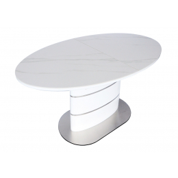Стіл обідній Sanremo Ceramic 160(220)*90см від Intarsio (Білий глянець, мармур)