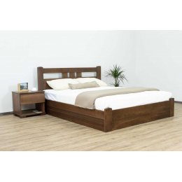 Двоспальне дерев'яне ліжко з підьмним механізмом 'Геракл' від Дремка (різні розміри і кольори)