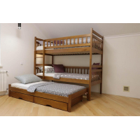 Двухъярусная деревянная кровать с дополнительным местом 'Том и Джерри' от Дримка (разные размеры и цвета)