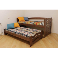 Односпальная деревянная кровать с выдвижным спальным местом 'Мальва' от Дримка (разные размеры и цвета)