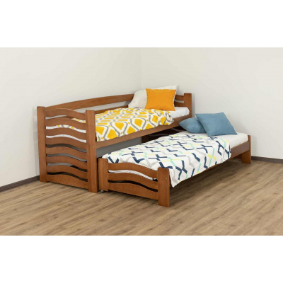 Односпальне дерев'яне ліжко з видовженим спальним місцем 'Мальва' від Дремка (різні розміри і кольори)