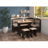 Деревянный кухонный уголок со столом и пуфиками Софи 2 от Летро венге (разные варианты цвета)