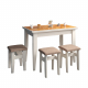 Белый деревянный кухонный уголок со столом и пуфиками Лайт Летро (9 вариантов цвета дерева)