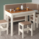 Белый деревянный кухонный уголок со столом и пуфиками Фэст Летро (9 вариантов цвета дерева)