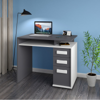 Компактный маленький серый письменный компьютерный стол 90 см для ноутбука с ящиками Вуди Летро