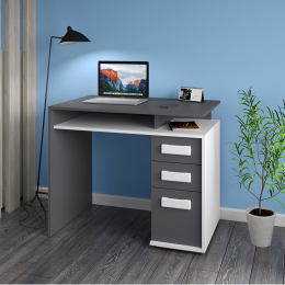 Компактний маленький сірий письмовий комп'ютерний стіл 90 см для ноутбука з шухлядами Вуді Летро